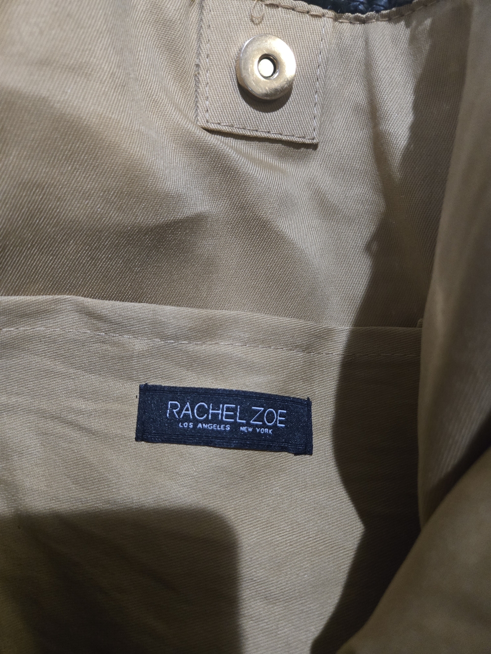 Rachel Zoe Tan Woven Tote with Black Trim - Picture 4 of 5